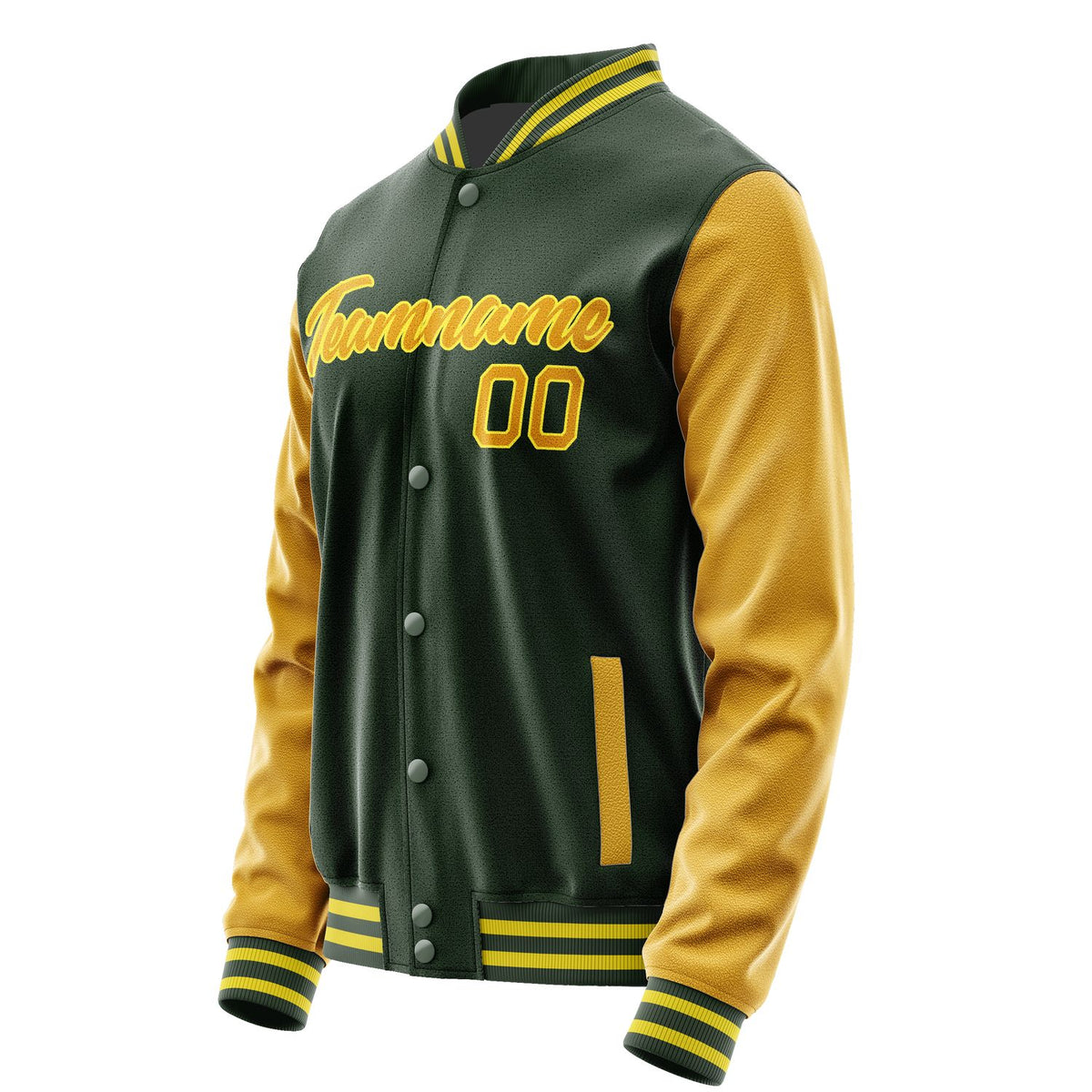 Custom Dark Green Yellow Jacket JA0606190626B22619