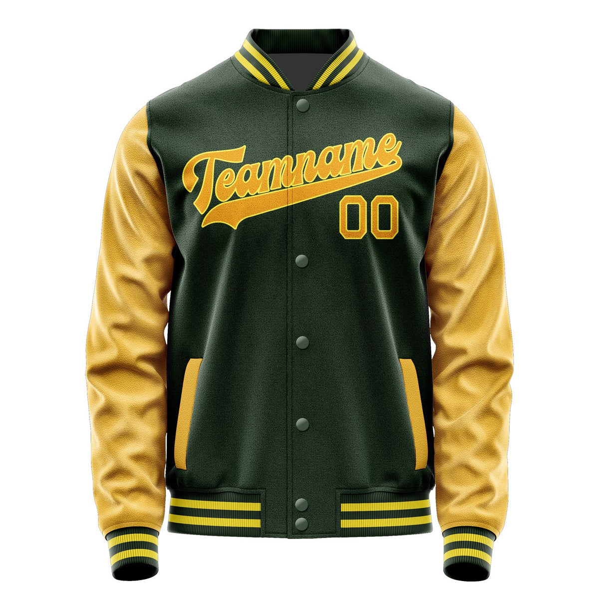 Custom Dark Green Yellow Jacket JA0606190626B32619