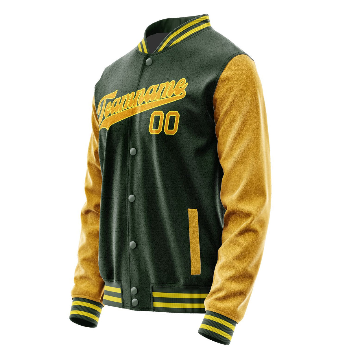 Custom Dark Green Yellow Jacket JA0606190626B32619