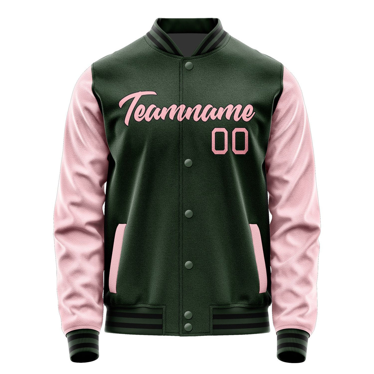 Custom Dark Green Light Pink Jacket JA0606210617B21721