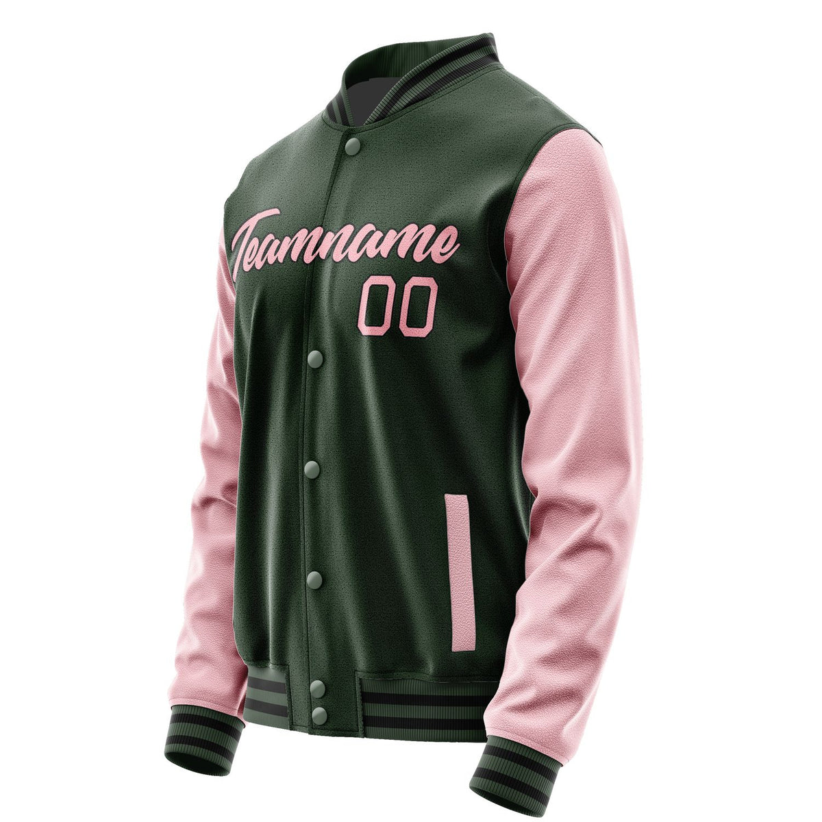 Custom Dark Green Light Pink Jacket JA0606210617B21721