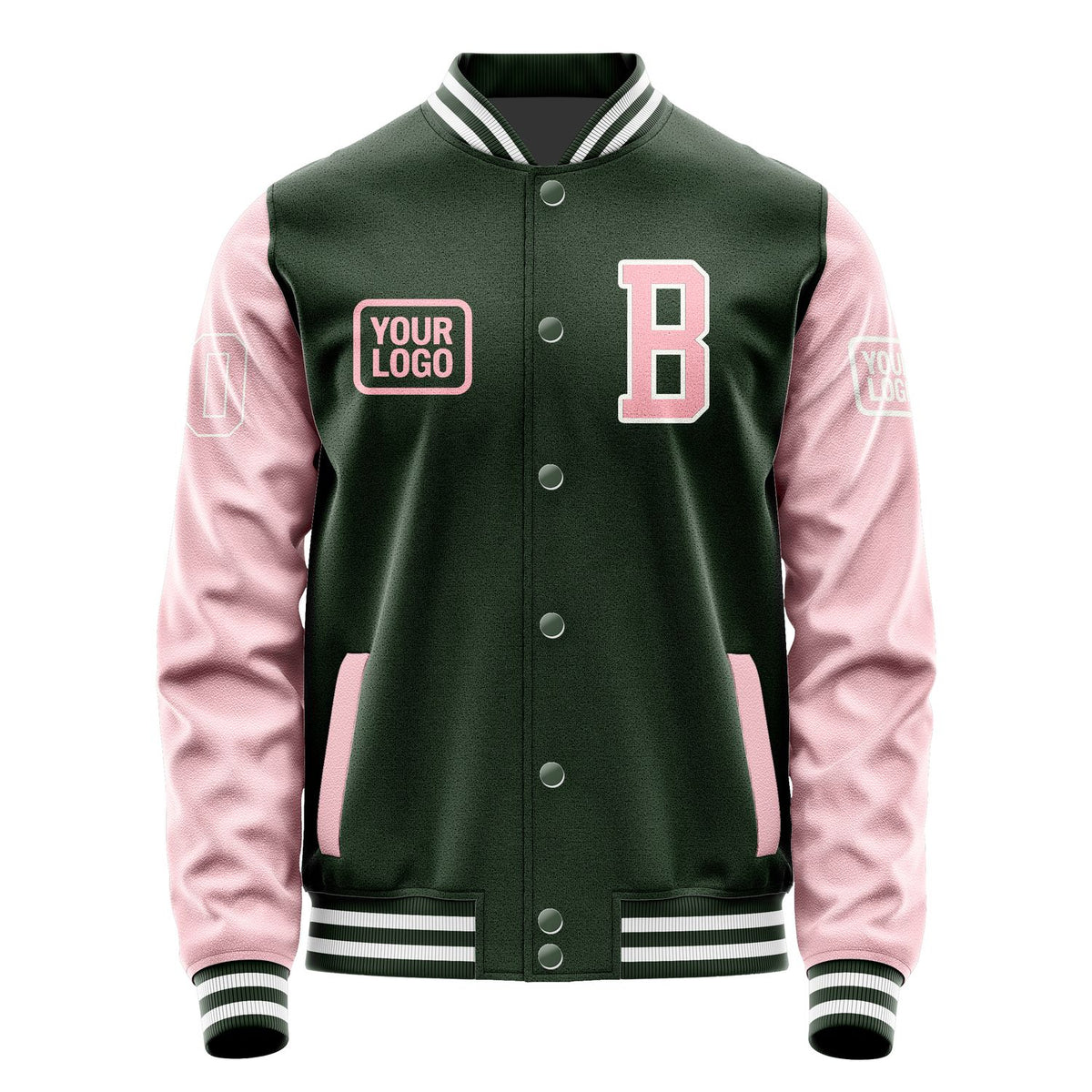 Custom Dark Green Light Pink Jacket JA060621061818212118