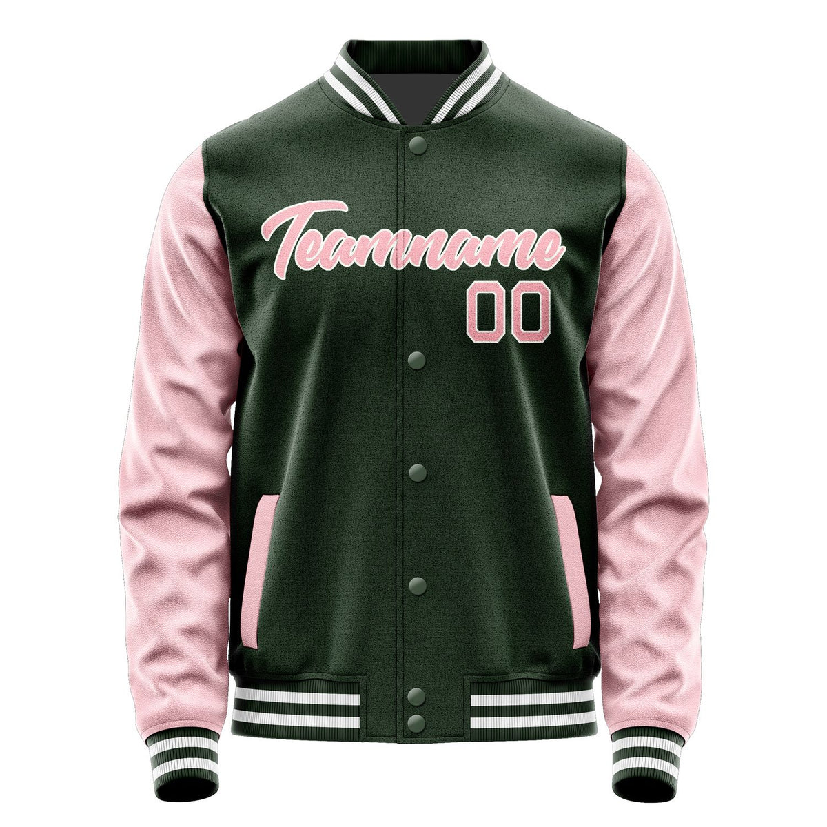 Custom Dark Green Light Pink Jacket JA0606210618B21821