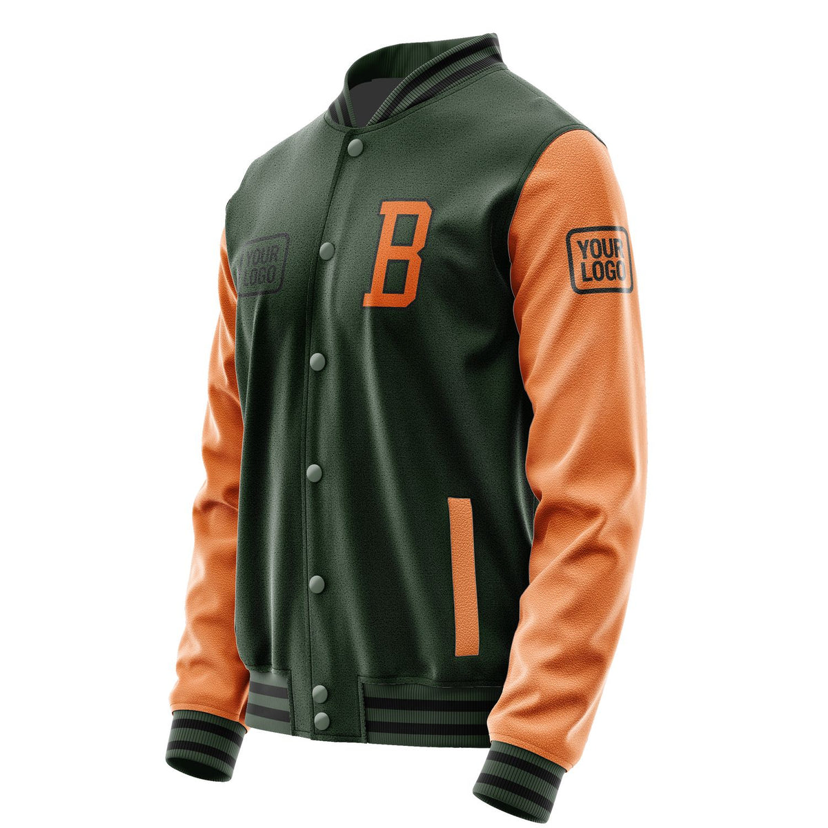 Custom Dark Green Orange Jacket JA060628061717282817