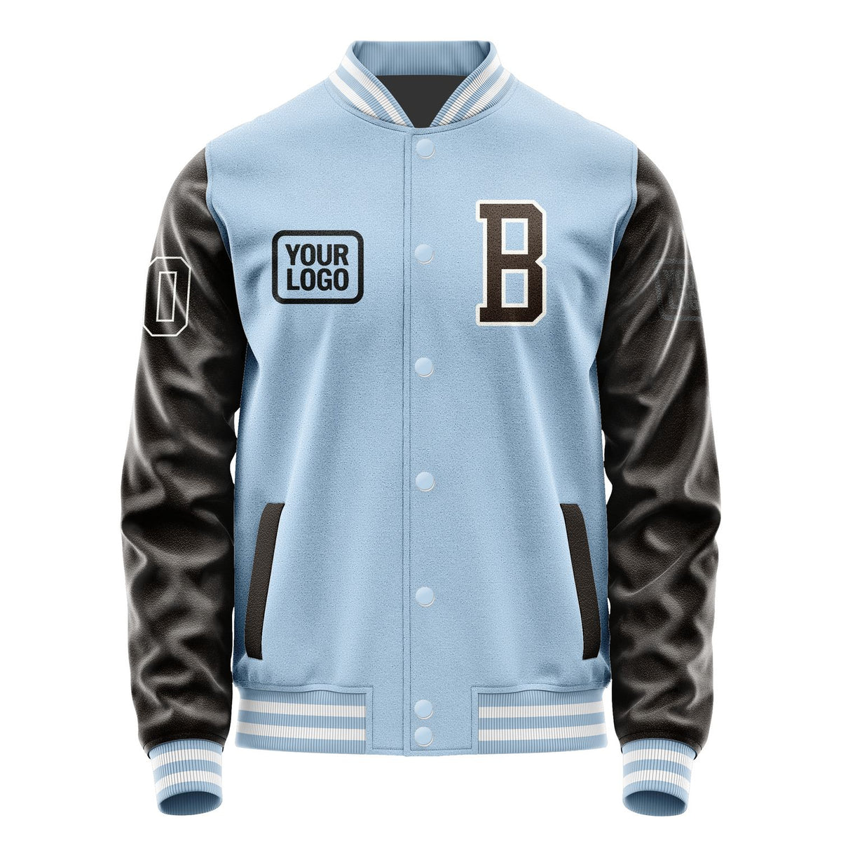 Custom Light Blue Brown Jacket JA080801081818010118