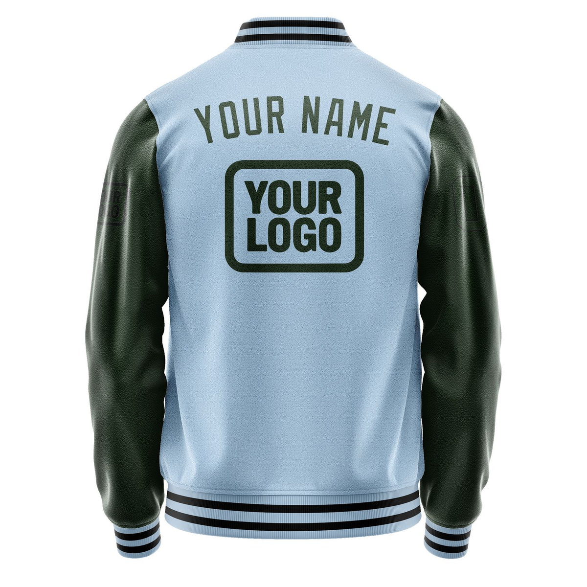 Custom Light Blue Dark Green Jacket JA080806081717060617