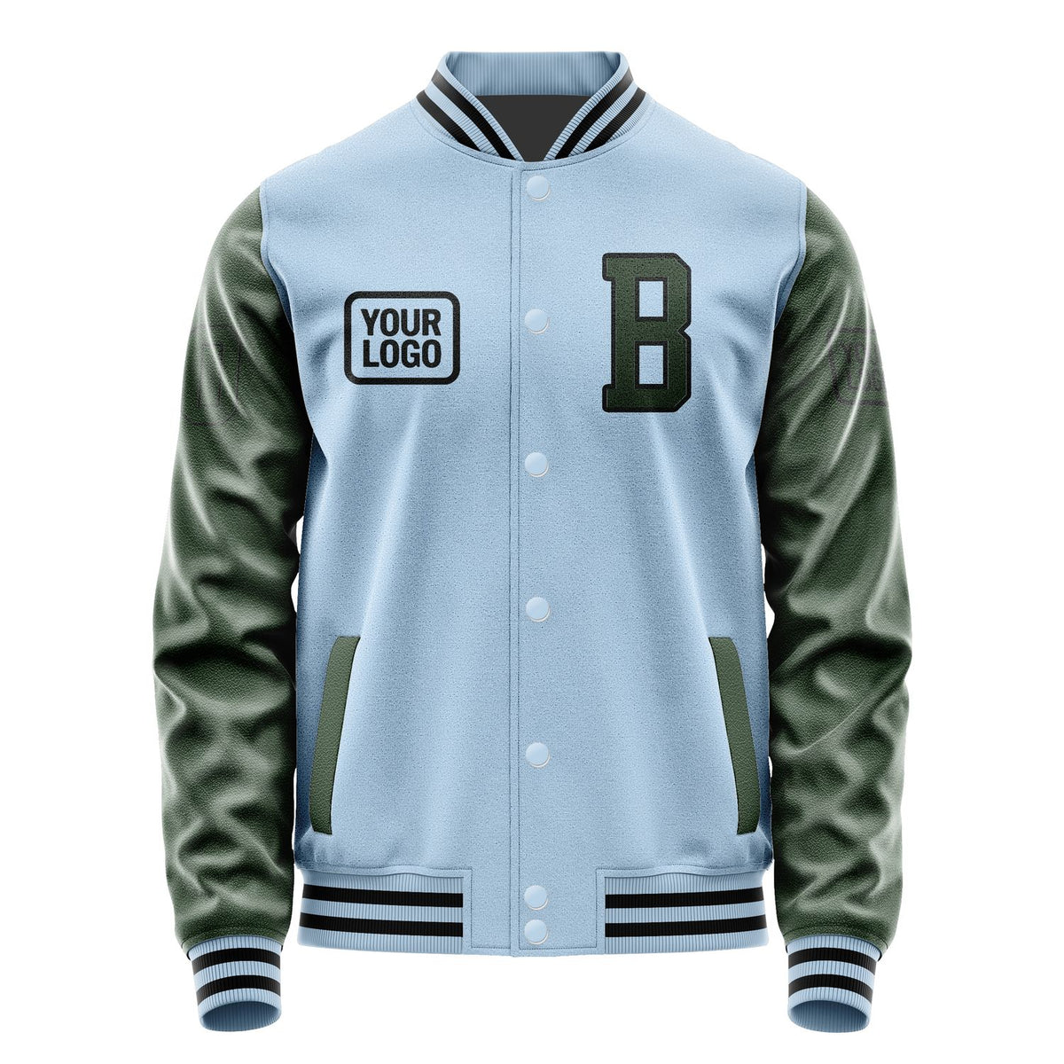 Custom Light Blue Dark Green Jacket JA080806081717060617