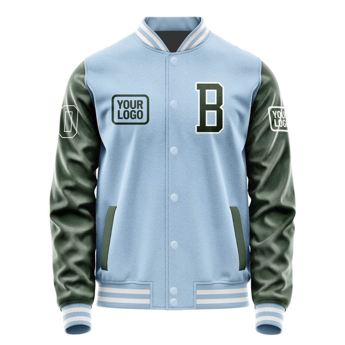 Custom Light Blue Dark Green Jacket JA080806081818060618