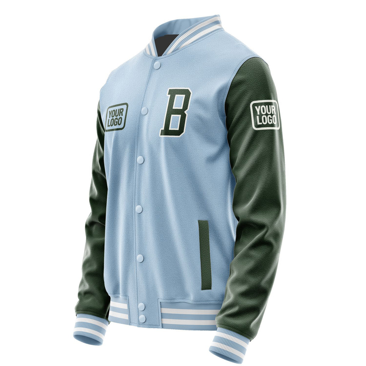 Custom Light Blue Dark Green Jacket JA080806081818060618