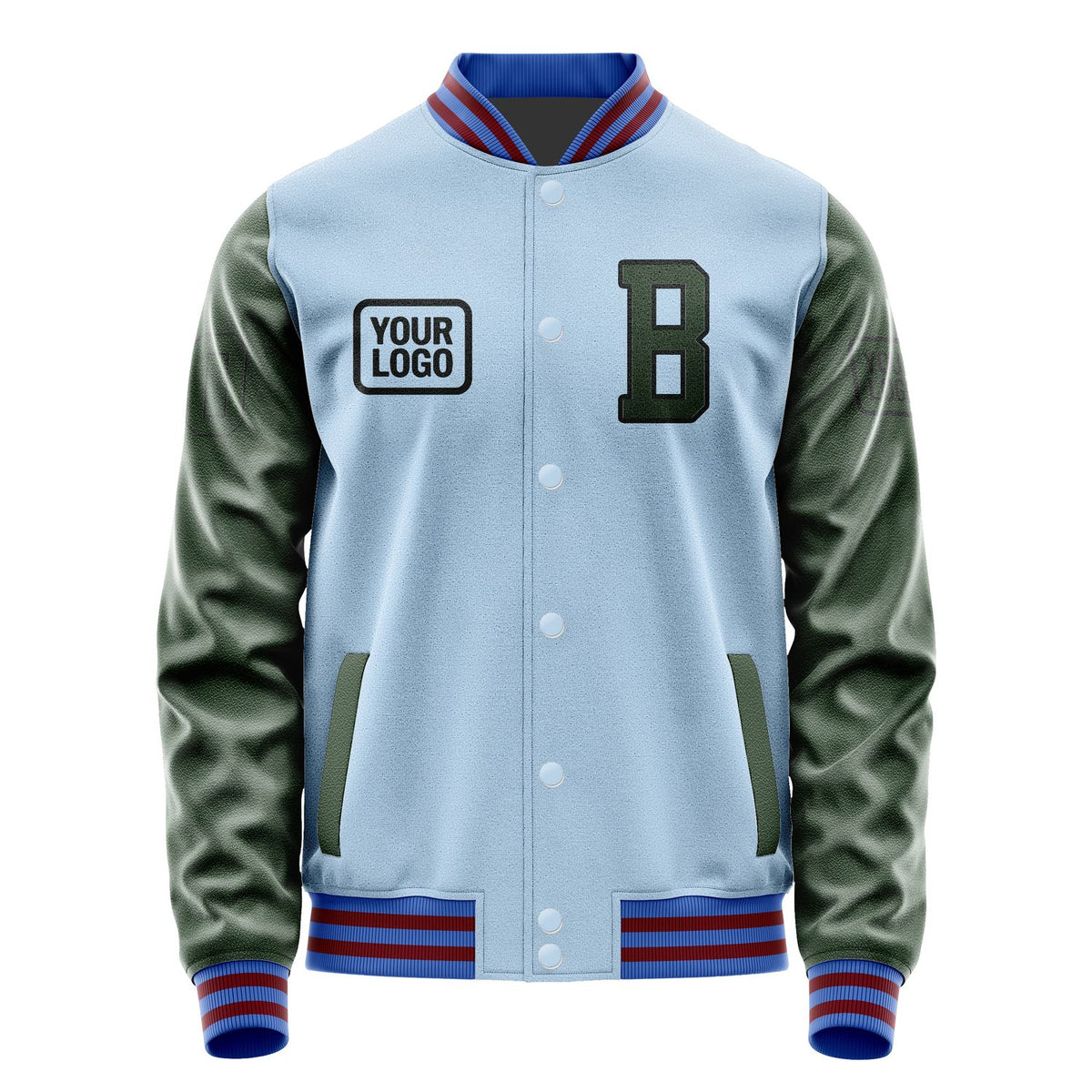 Custom Light Blue Dark Green Jacket JA080806091517060617