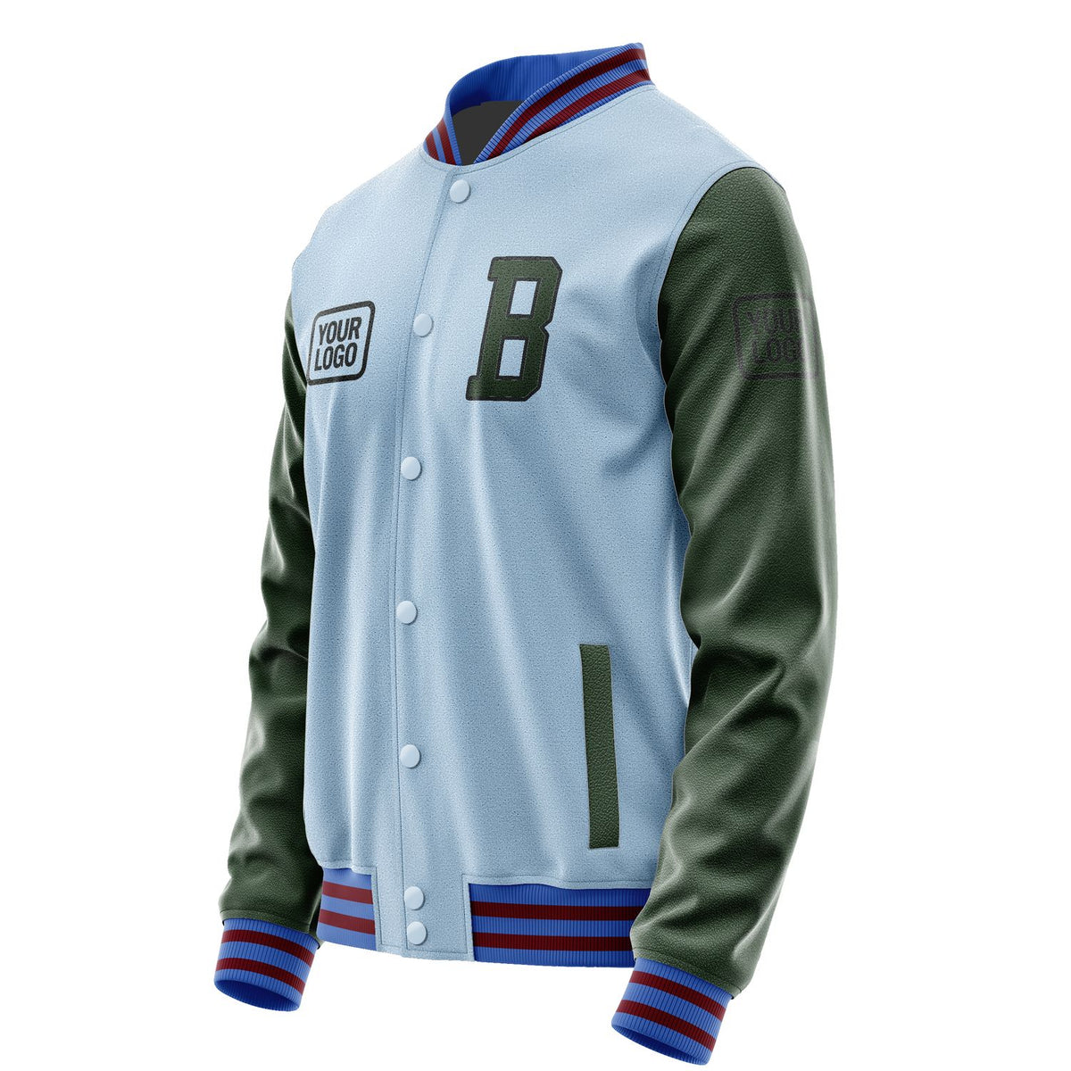 Custom Light Blue Dark Green Jacket JA080806091517060617