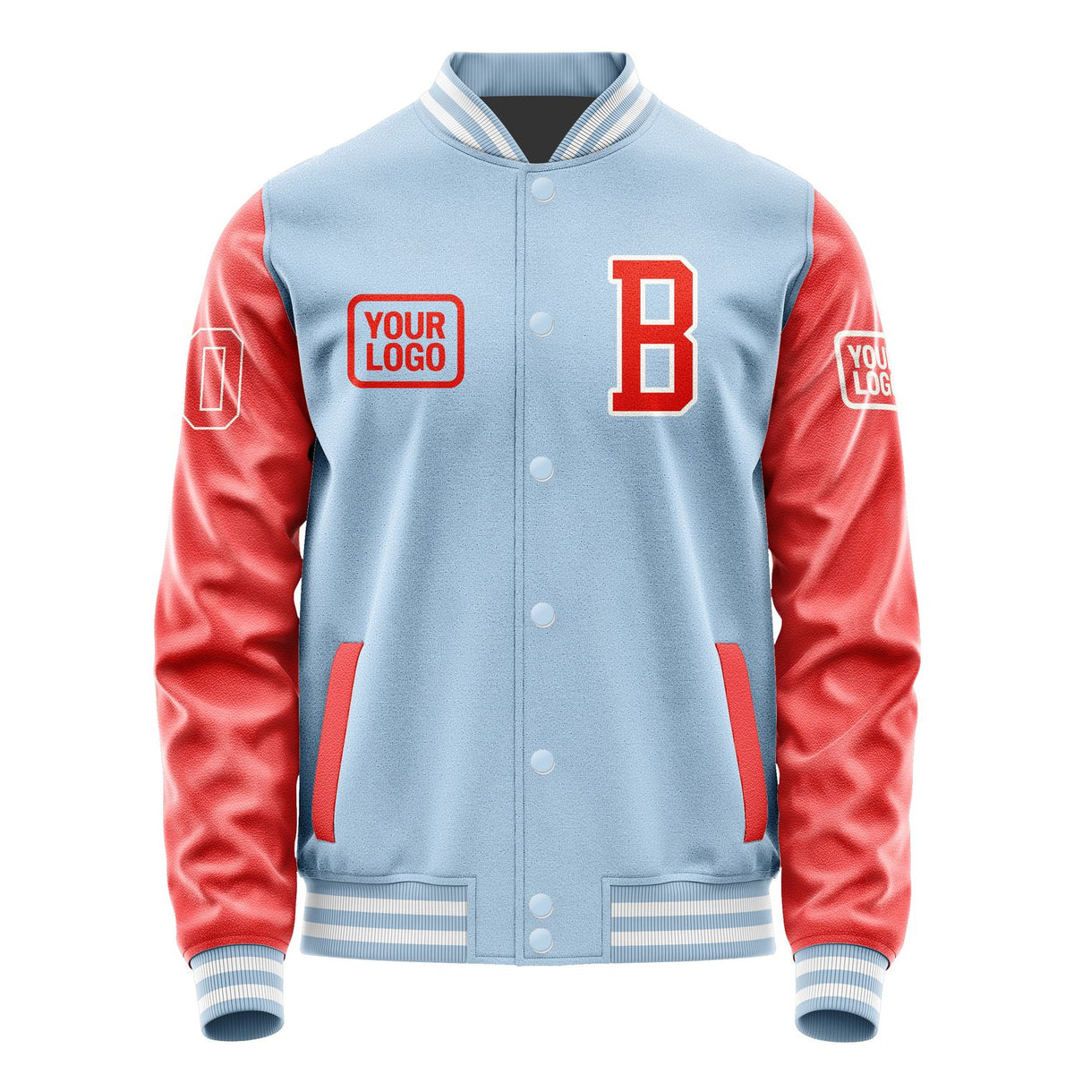 Custom Light Blue Orange Red Jacket JA080812081818121218