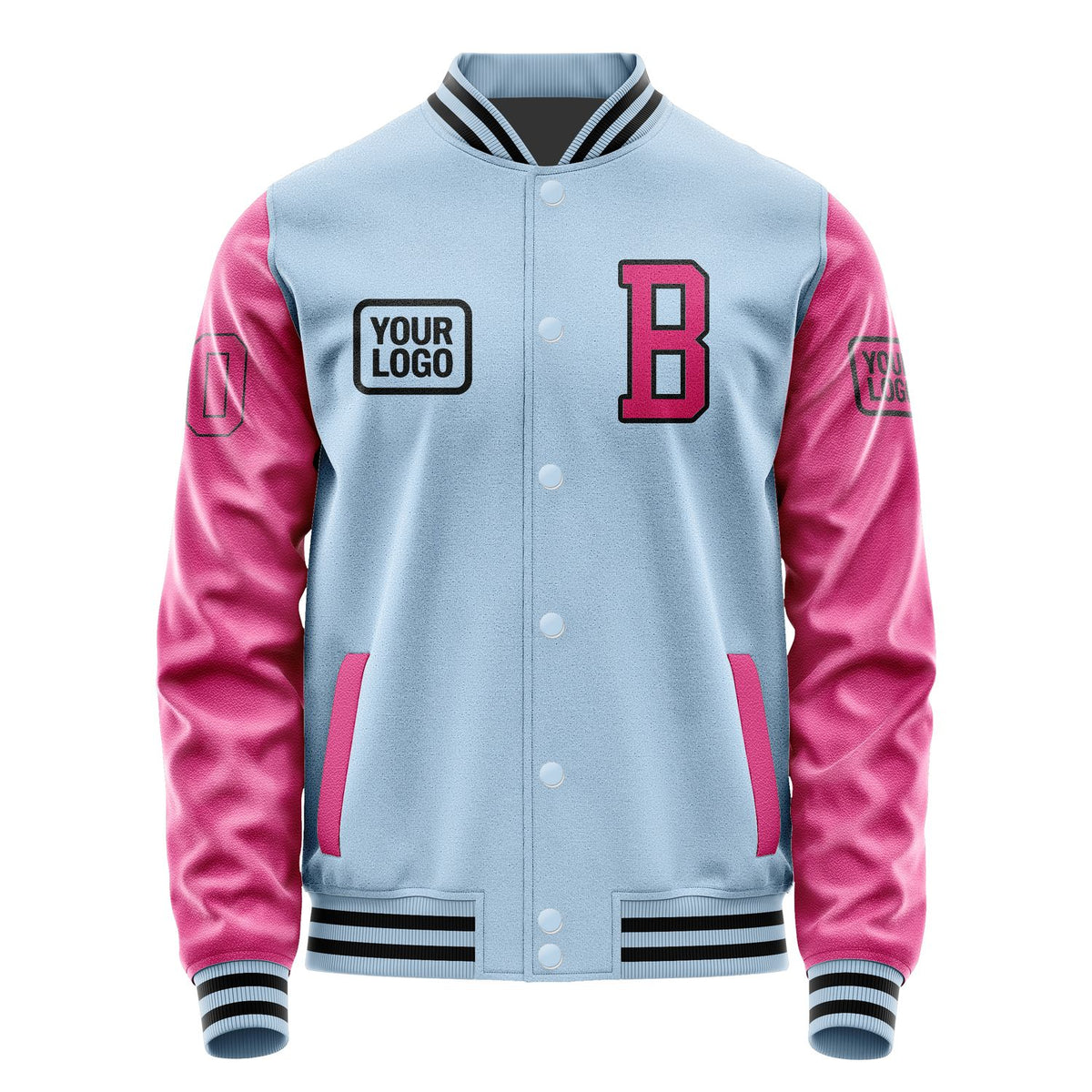 Custom Light Blue Pink Jacket JA080813081717131317