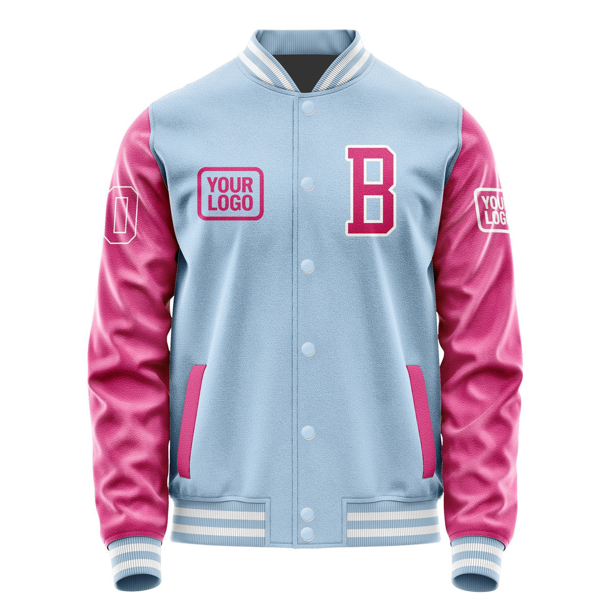 Custom Light Blue Pink Jacket JA080813081818131318