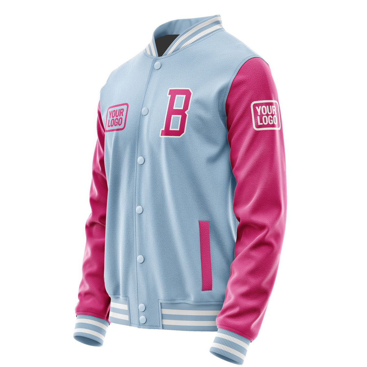 Custom Light Blue Pink Jacket JA080813081818131318