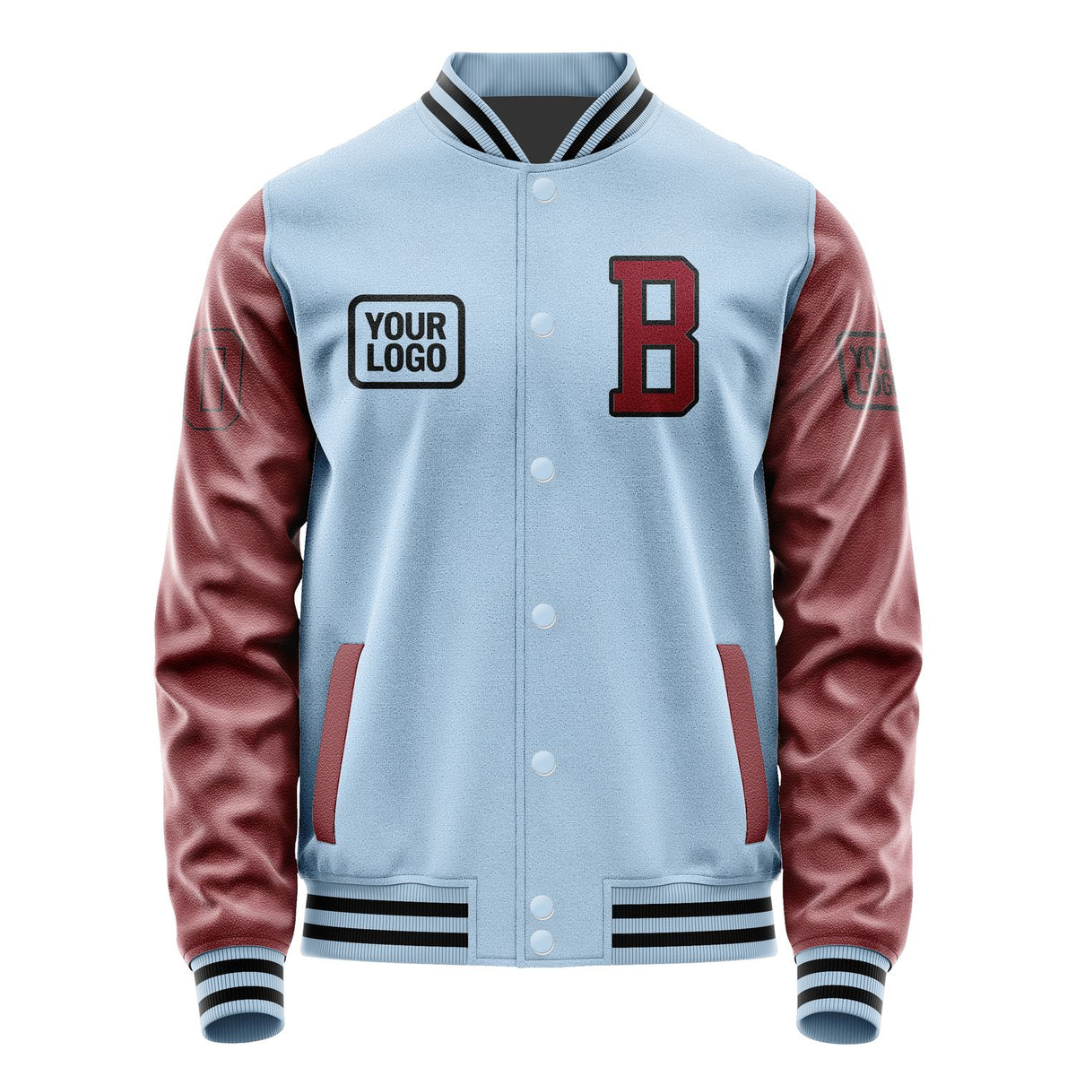 Custom Light Blue Crimson Red Jacket JA080815081717151517