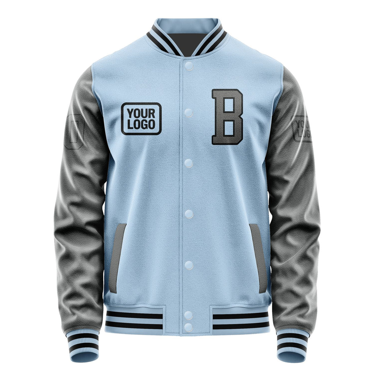 Custom Light Blue Dark Grey Jacket JA080820081717202017