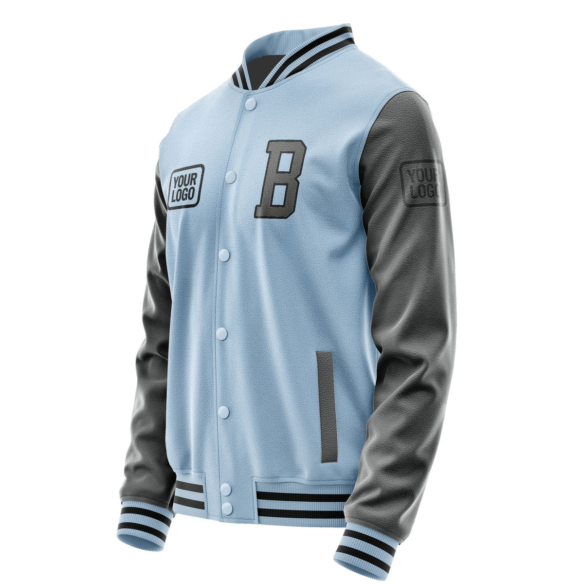 Custom Light Blue Dark Grey Jacket JA080820081717202017