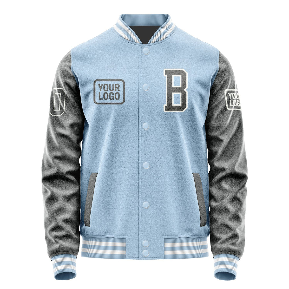 Custom Light Blue Dark Grey Jacket JA080820081818202018