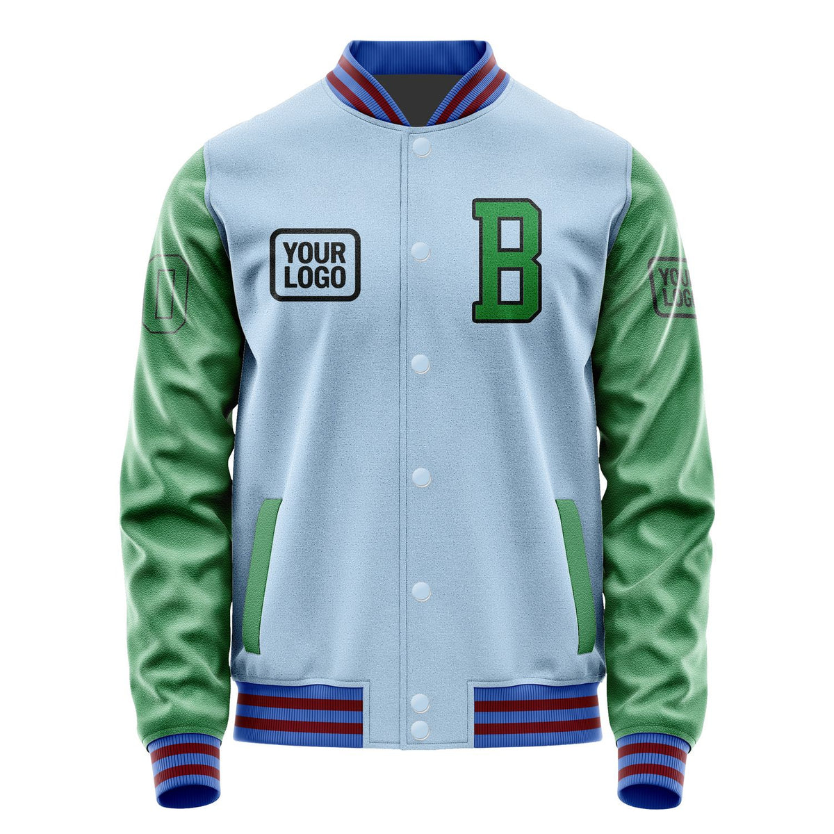 Custom Light Blue Emerald Green Jacket JA080824091517242417