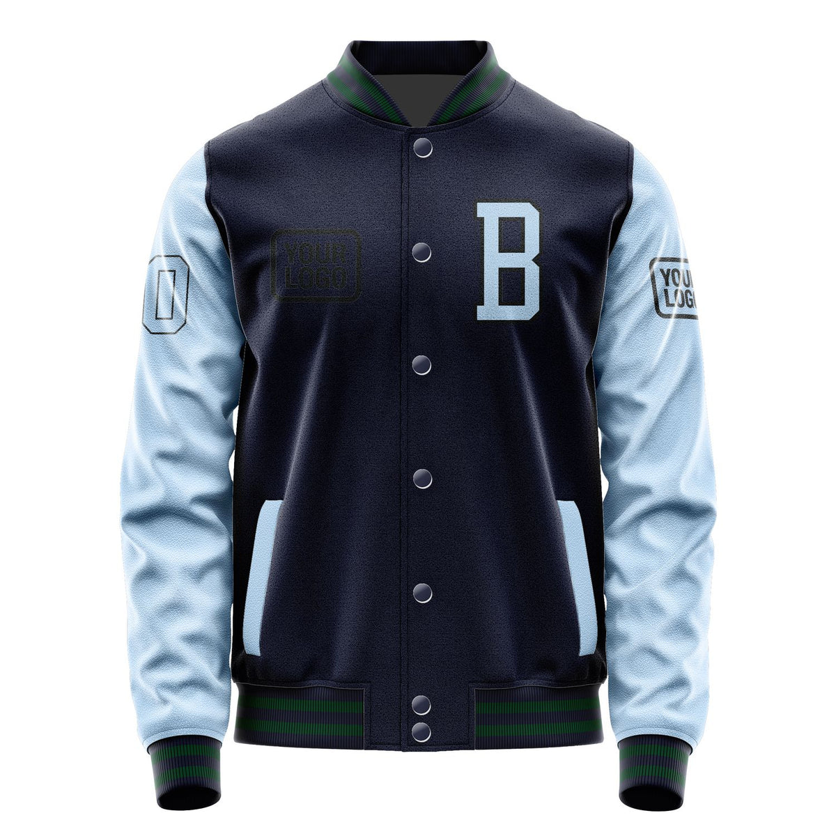 Custom Navy Light Blue Jacket JA111108110517080817