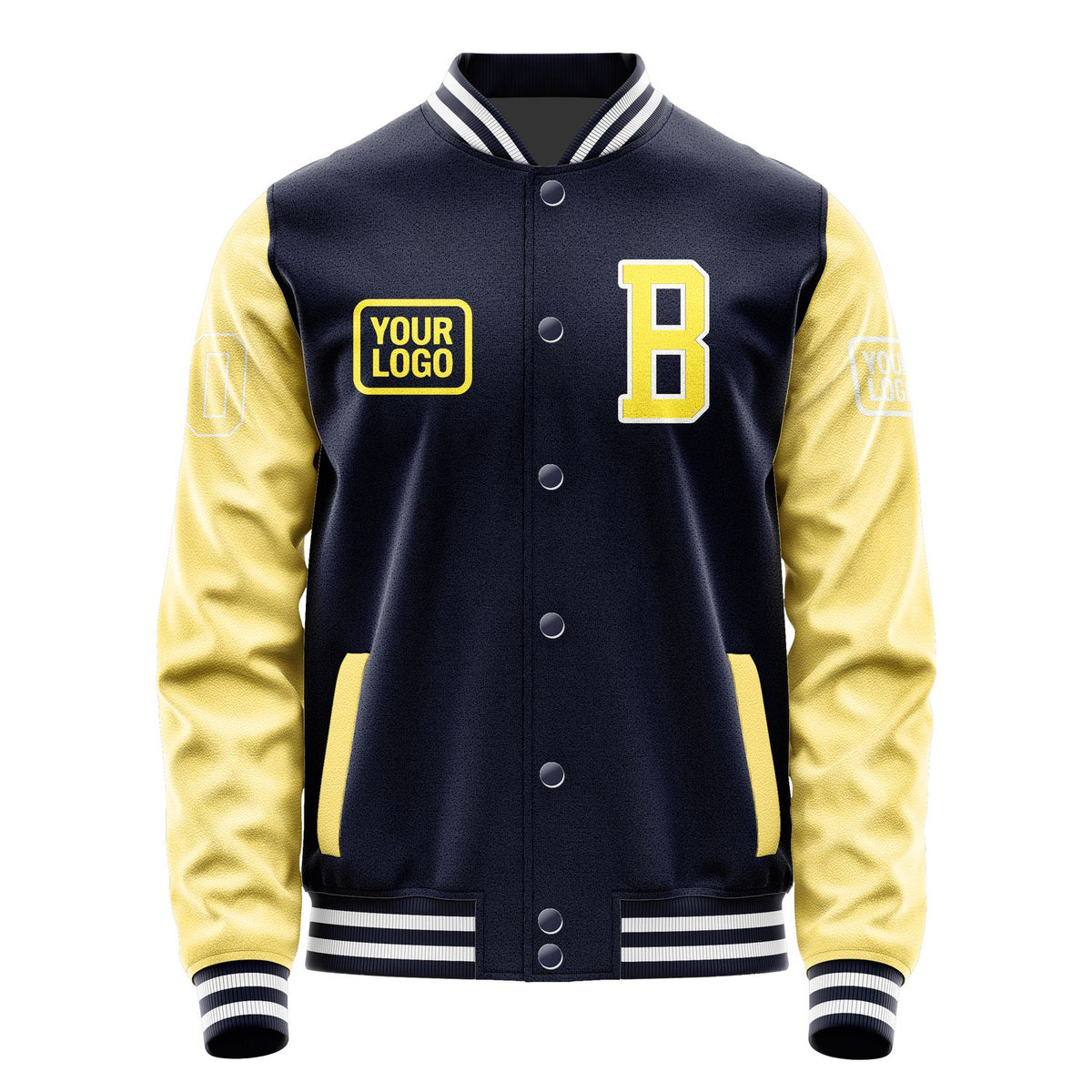 Custom Navy Light Yellow Jacket JA111126111818262618