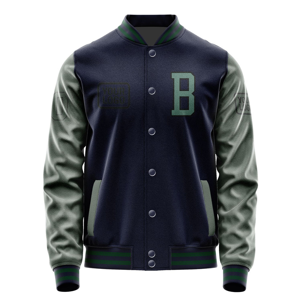 Custom Navy Blue Green Jacket JA111127110517272717