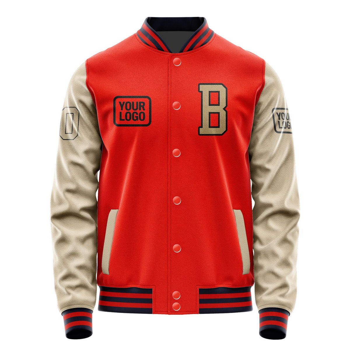 Custom Orange Red Light Khaki Jacket JA121225111217252517