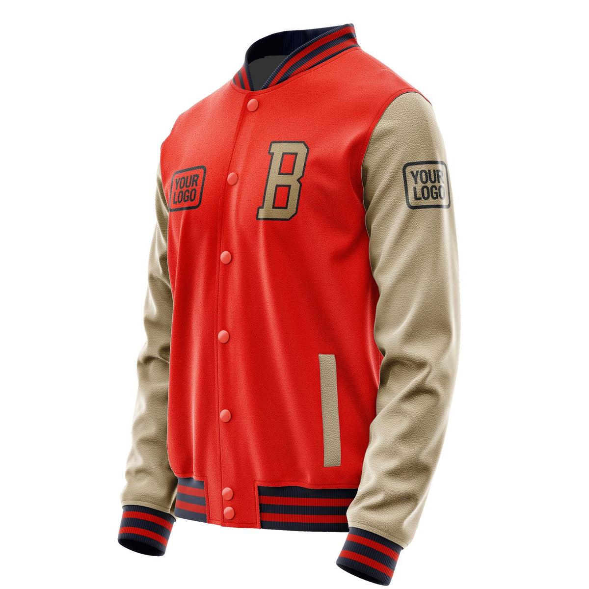 Custom Orange Red Light Khaki Jacket JA121225111217252517