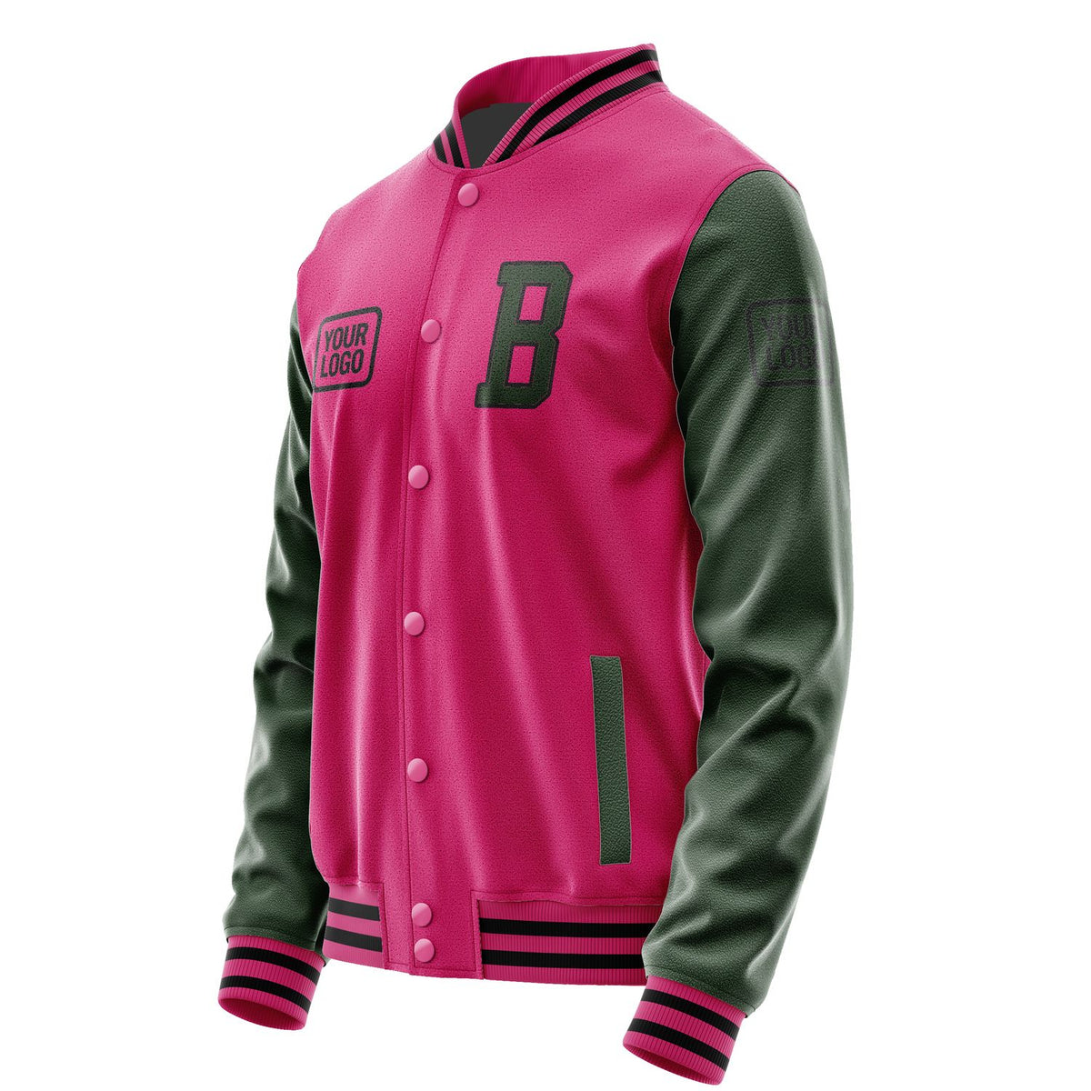 Custom Pink Dark Green Jacket JA131306131717060617