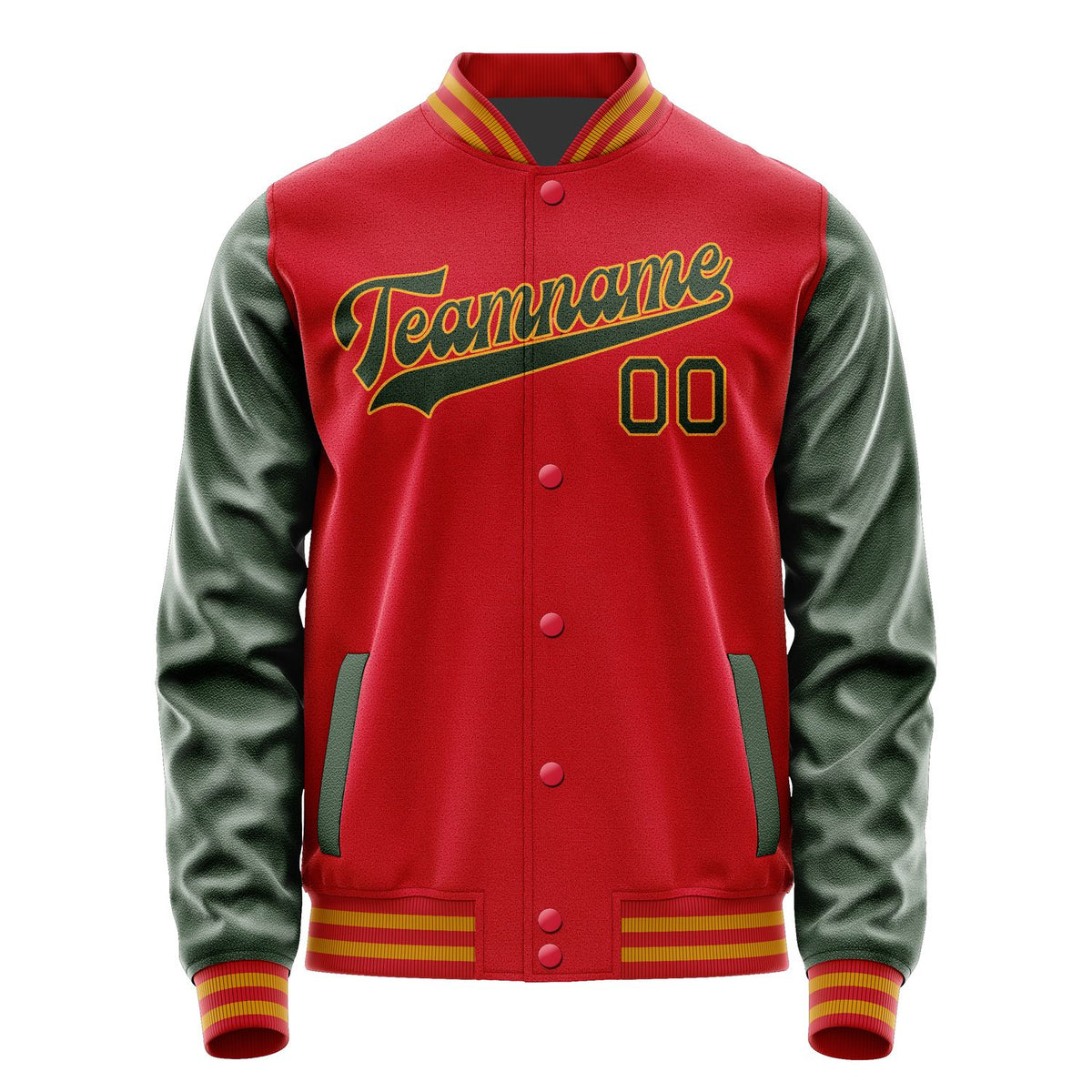 Custom Red Dark Green Jacket JA1414061419B31906