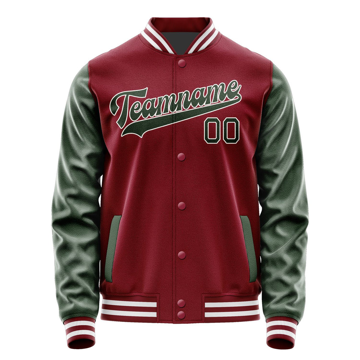 Custom Crimson Red Dark Green Jacket JA1515061518B31806