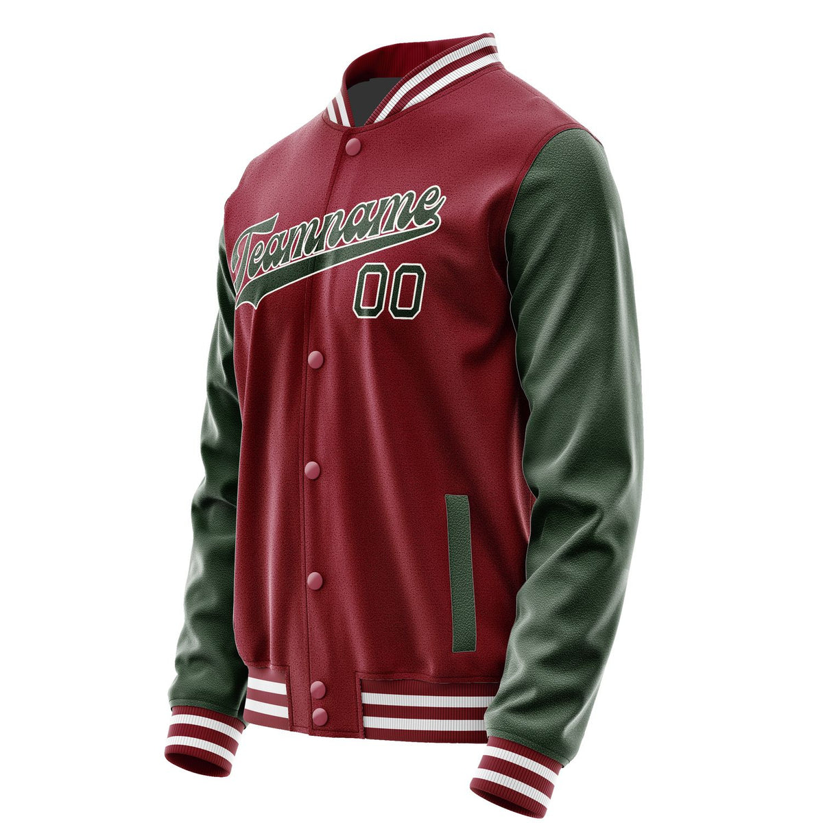 Custom Crimson Red Dark Green Jacket JA1515061518B31806