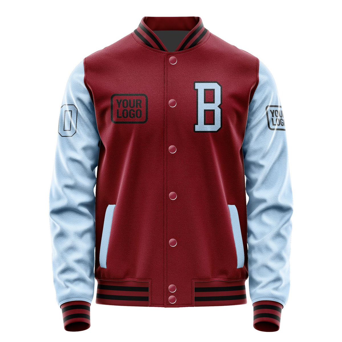 Custom Crimson Red Light Blue Jacket JA151508151717080817