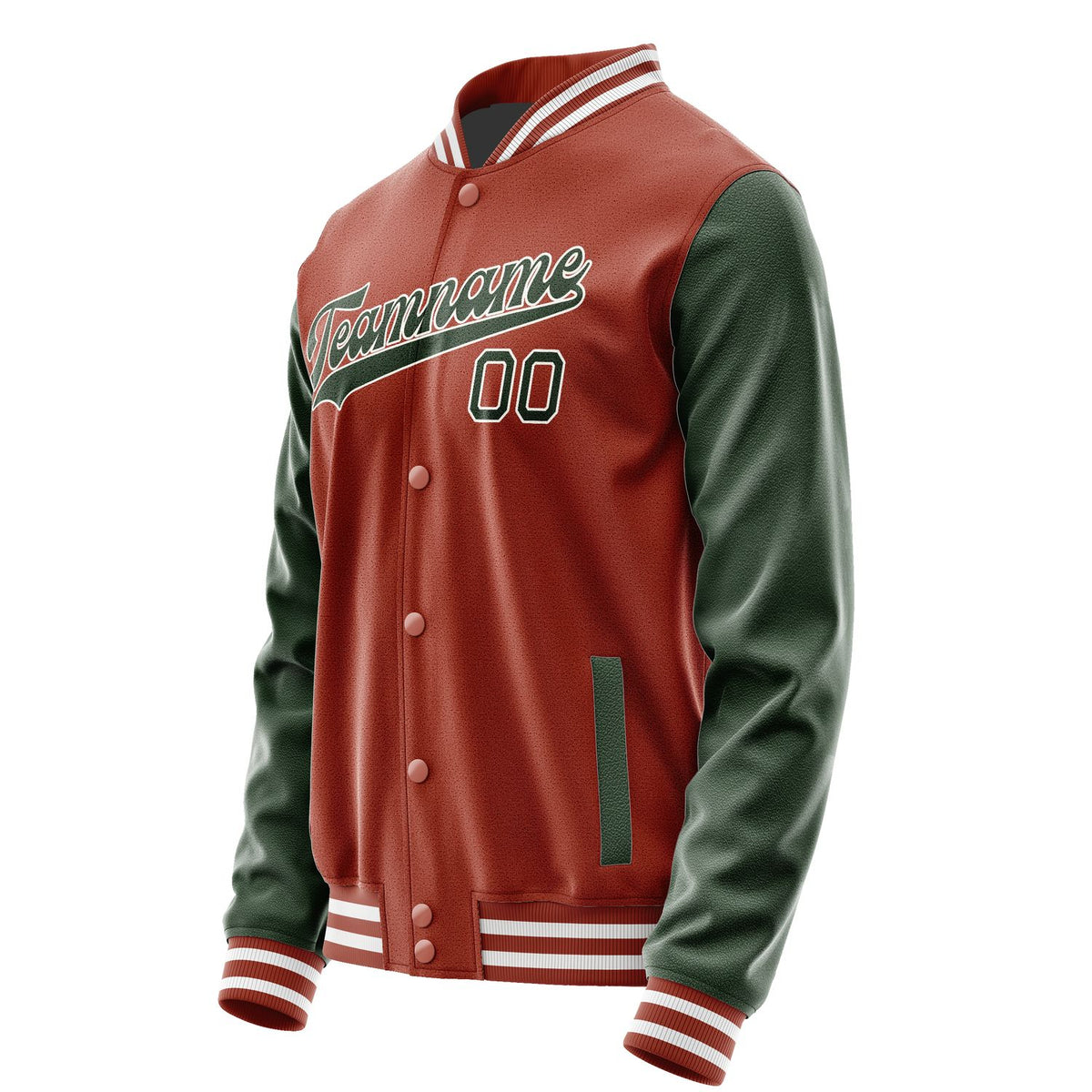 Custom Coral Red Dark Green Jacket JA1616061618B31806