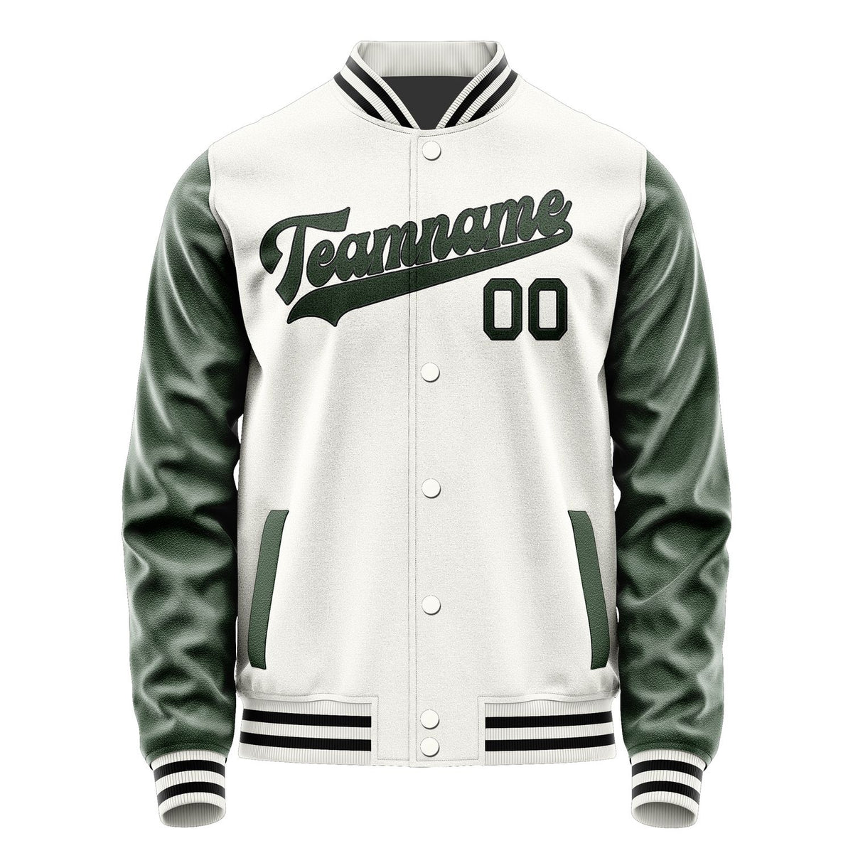 Custom White Dark Green Jacket JA1818061817B31706