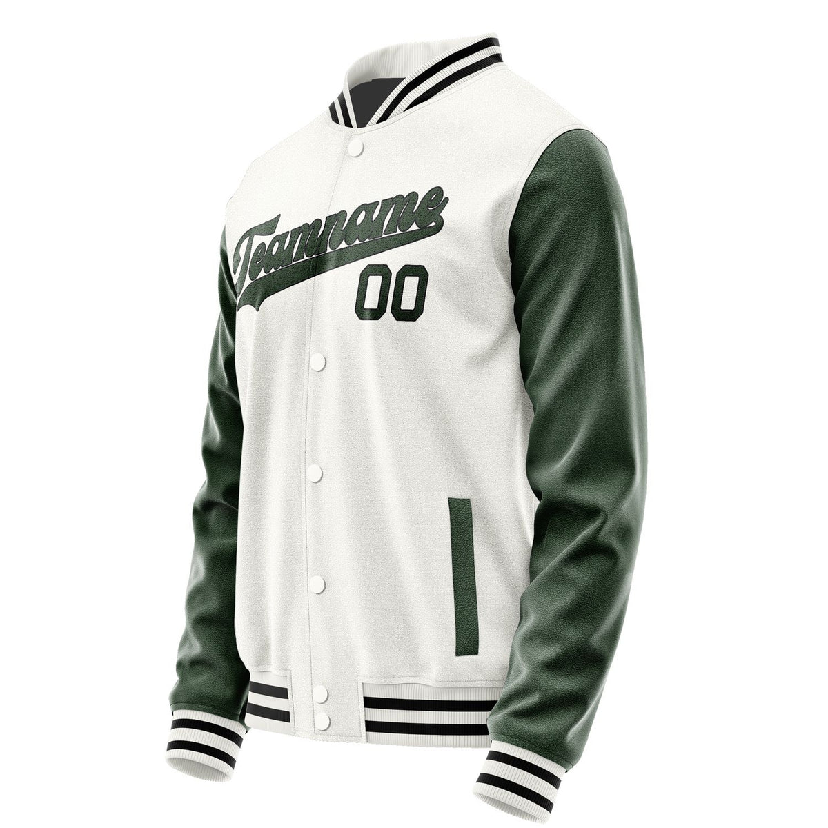 Custom White Dark Green Jacket JA1818061817B31706