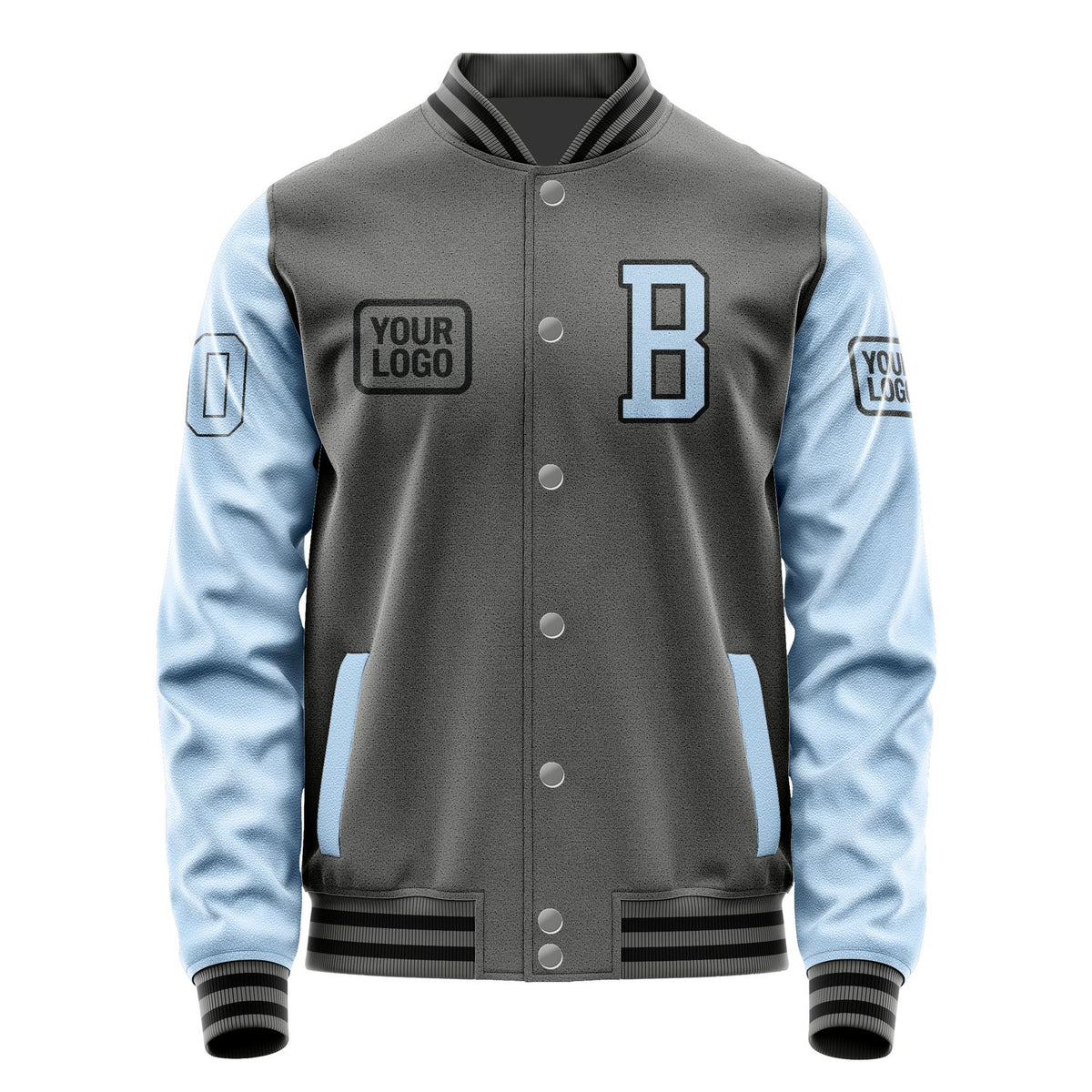 Custom Dark Grey Light Blue Jacket JA202008201717080817