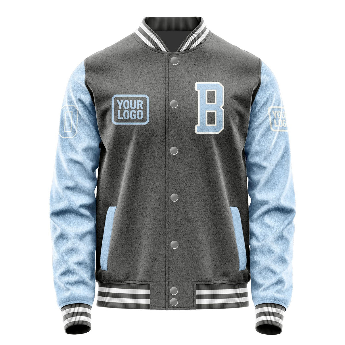 Custom Dark Grey Light Blue Jacket JA202008201818080818