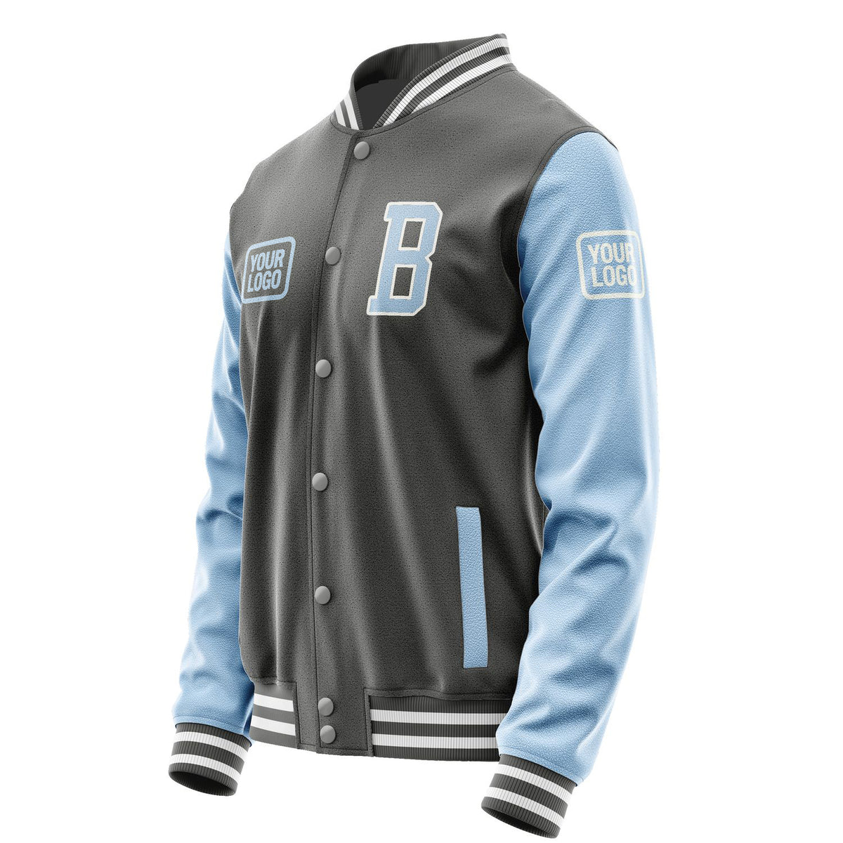 Custom Dark Grey Light Blue Jacket JA202008201818080818