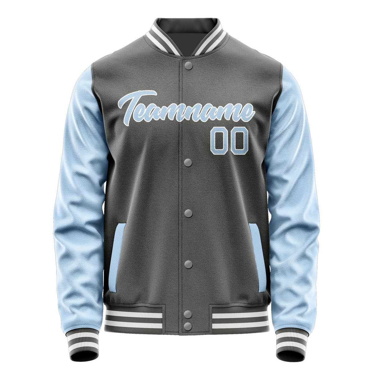 Custom Dark Grey Light Blue Jacket JA2020082018B21808