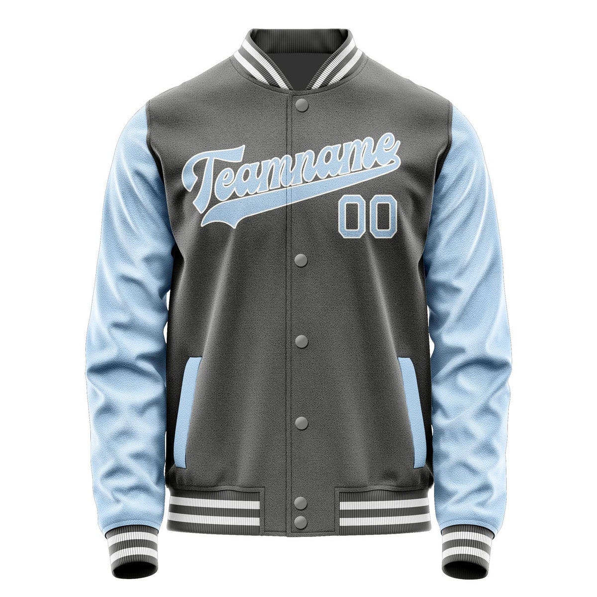 Custom Dark Grey Light Blue Jacket JA2020082018B31808