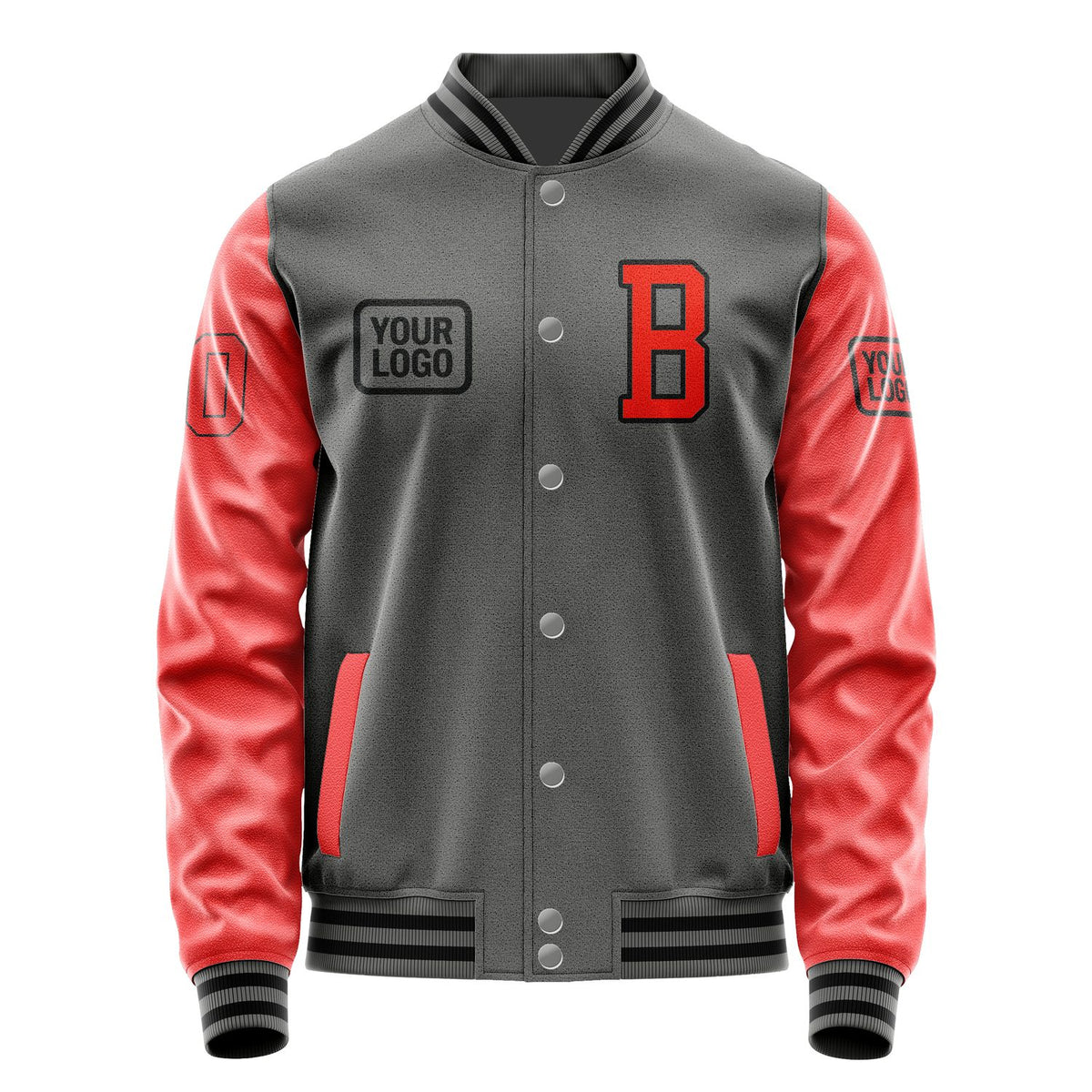 Custom Dark Grey Orange Red Jacket JA202012201717121217