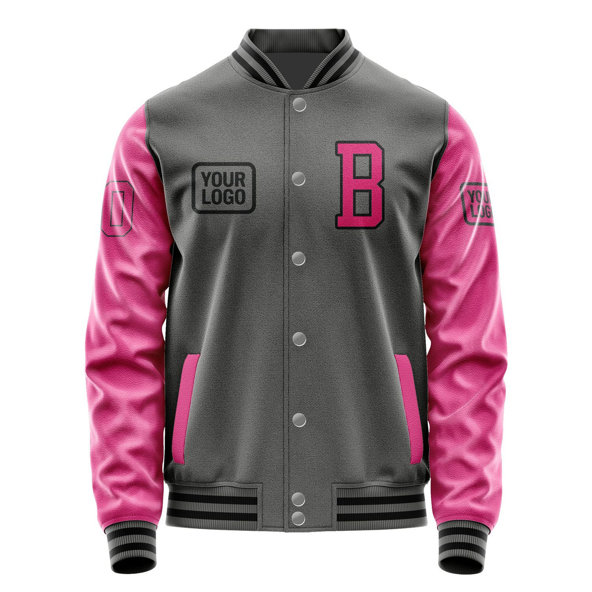 Custom Dark Grey Pink Jacket JA202013201717131317