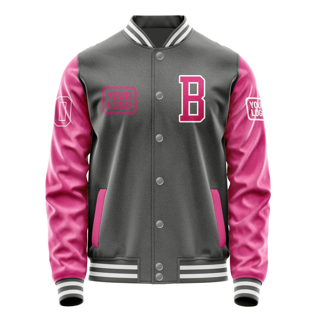 Custom Dark Grey Pink Jacket JA202013201818131318