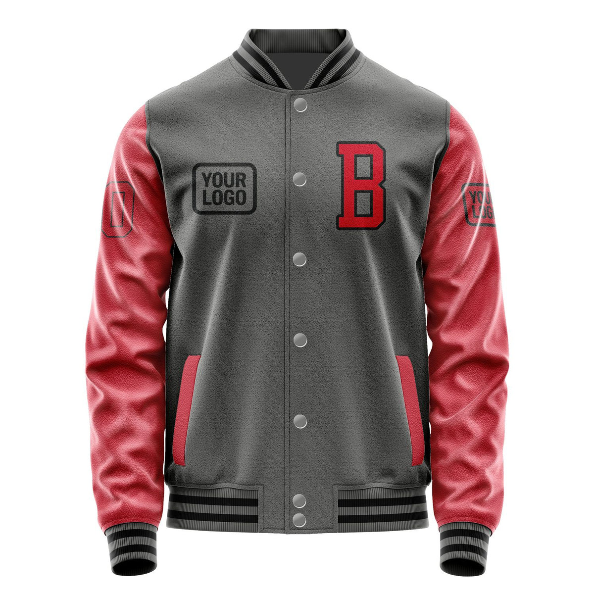 Custom Dark Grey Red Jacket JA202014201717141417