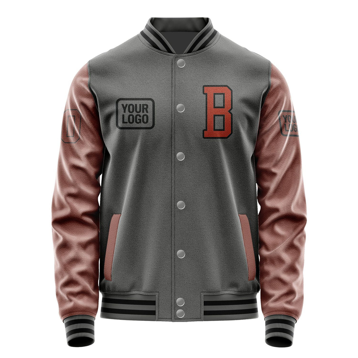 Custom Dark Grey Coral Red Jacket JA202016201717161617