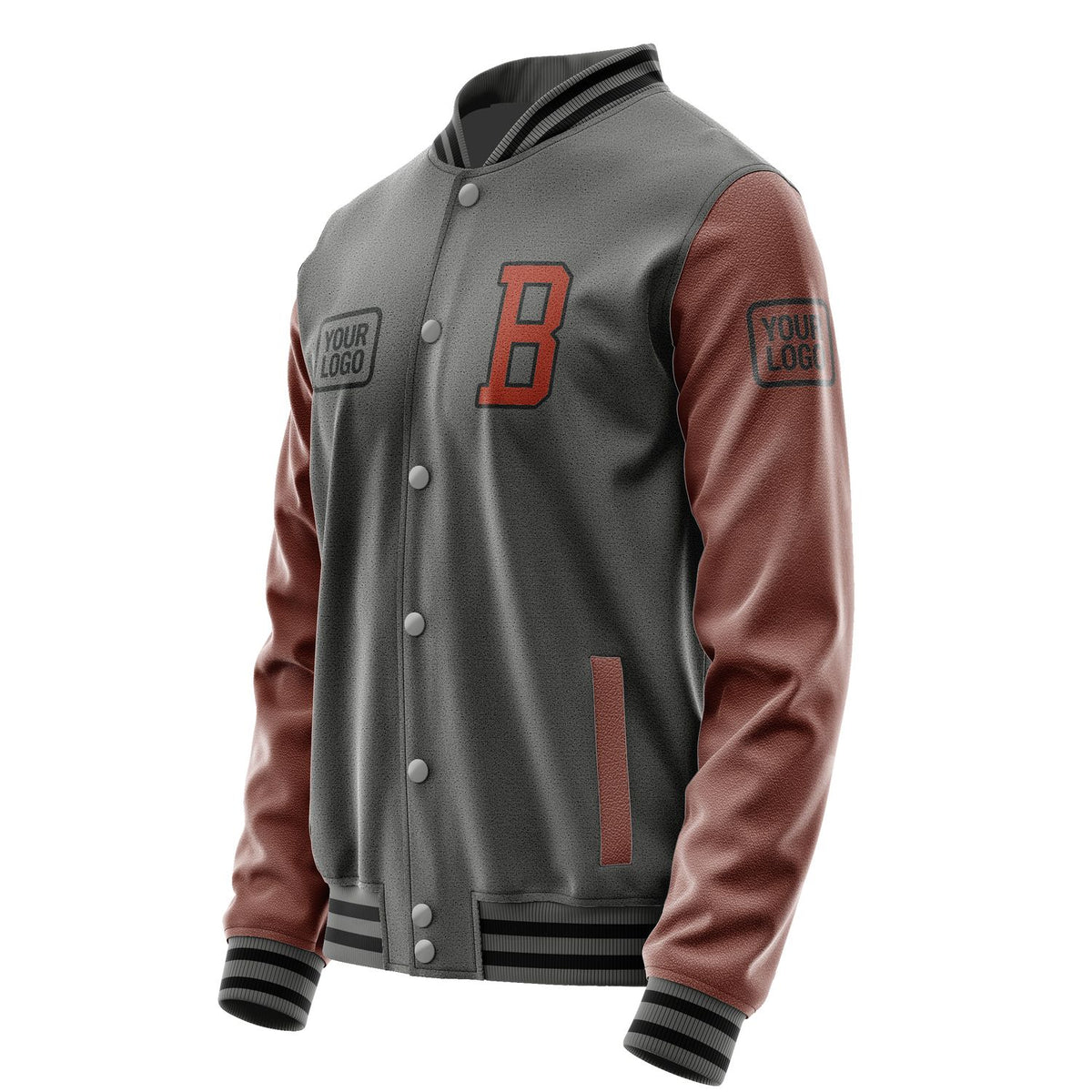 Custom Dark Grey Coral Red Jacket JA202016201717161617