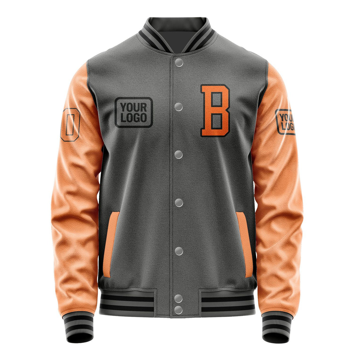 Custom Dark Grey Orange Jacket JA202028201717282817