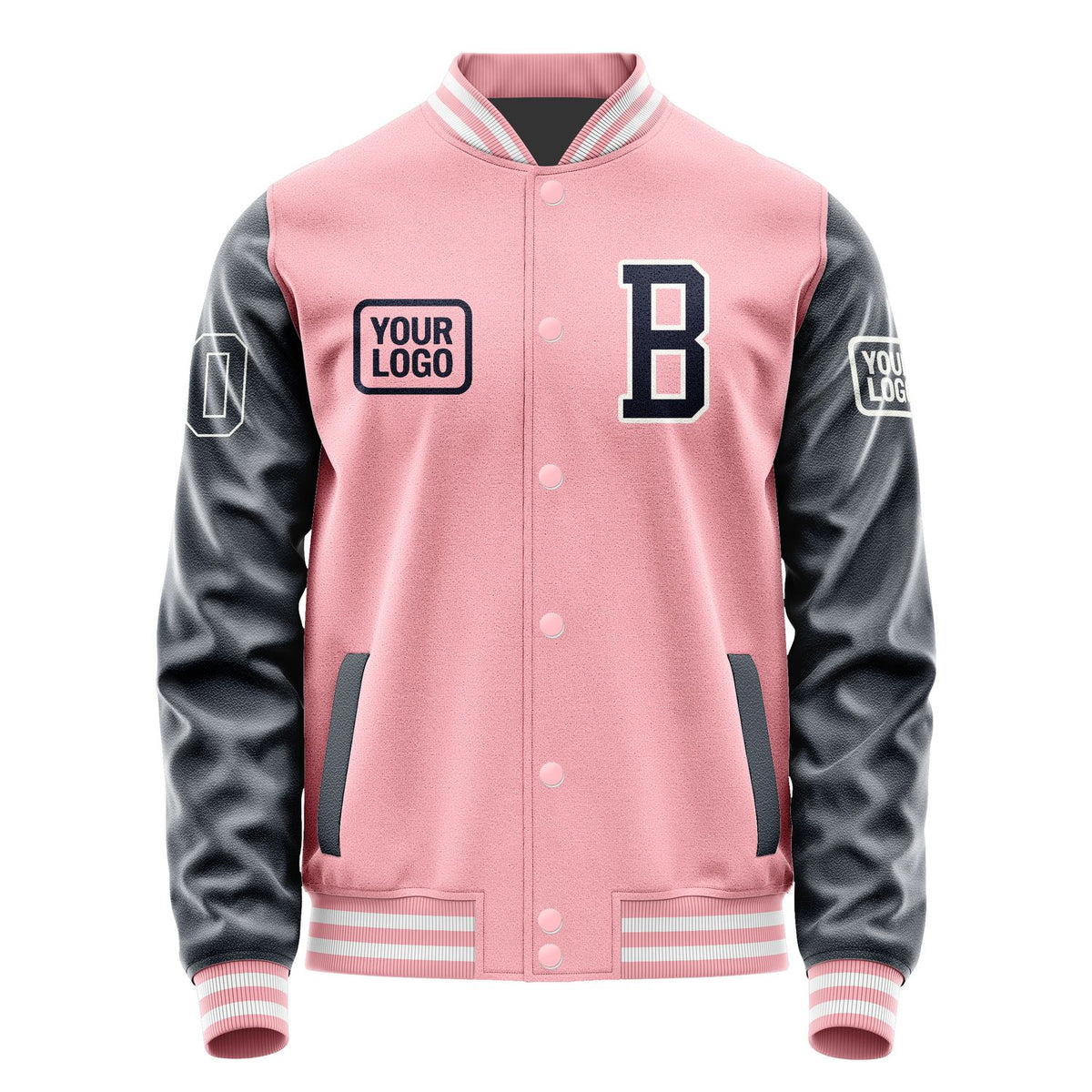 Custom Light Pink Navy Jacket JA212111211818111118